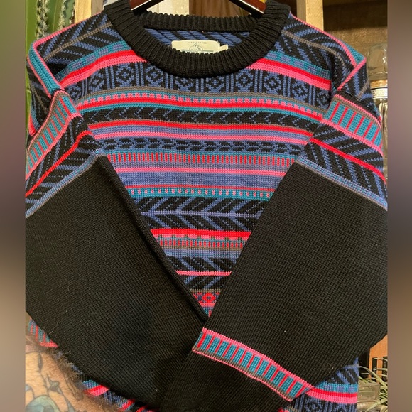 Vintage 80’s Stowe Woolen Vermont Handcrafted Multicolor Knit Wool Sweater Sz M - Picture 2 of 4